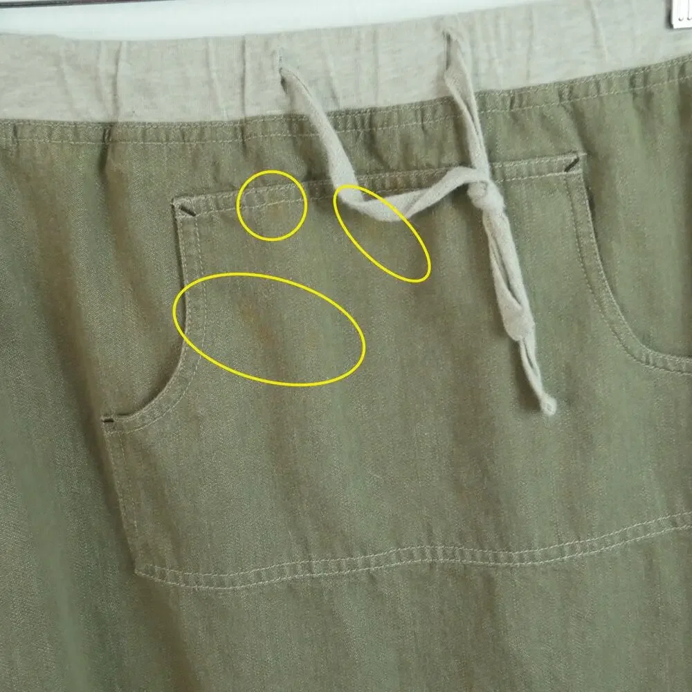 Vintage Medium Midi Skirt Olive Drab Low Rise Y2K 90s Granola Girl Grunge Cotton